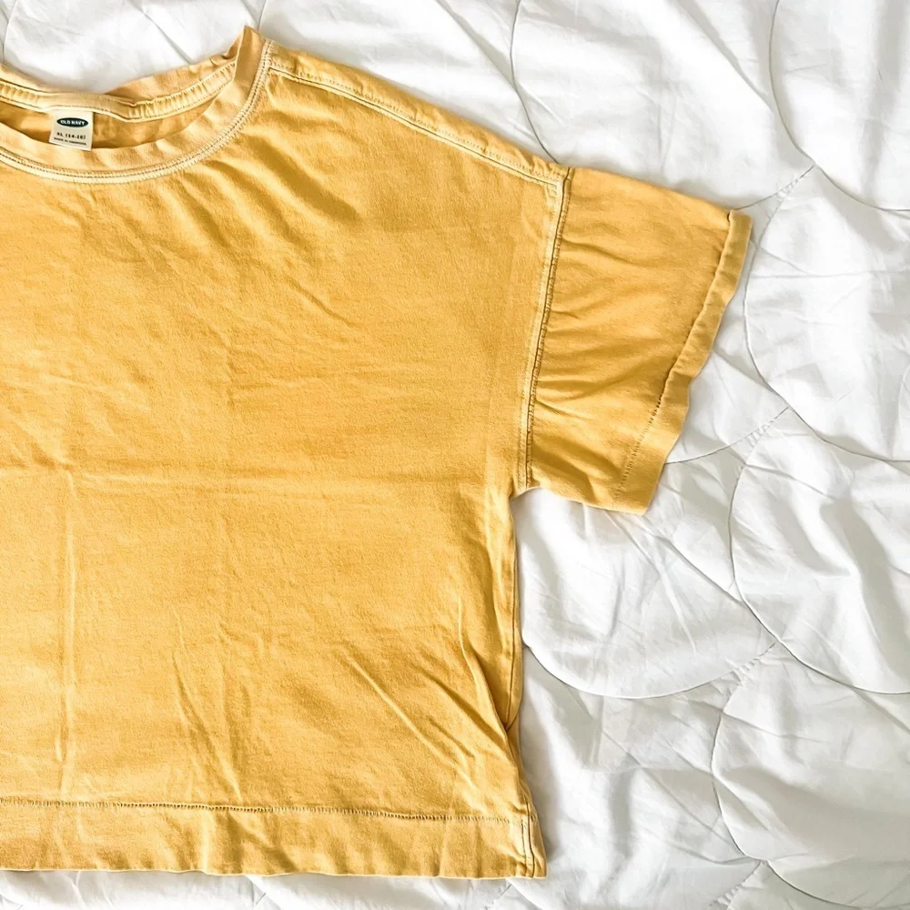 Old Navy Girls Cropped Vintage Crew Neck T-Shirt - Golden, Size XL (14-16)